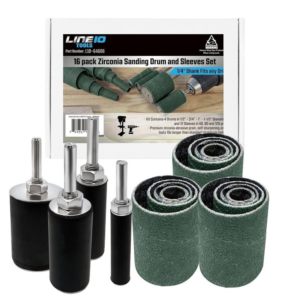Line 10 Tools -16 Pack Sanding Drums and Sleeves Set for Drill - photo 2