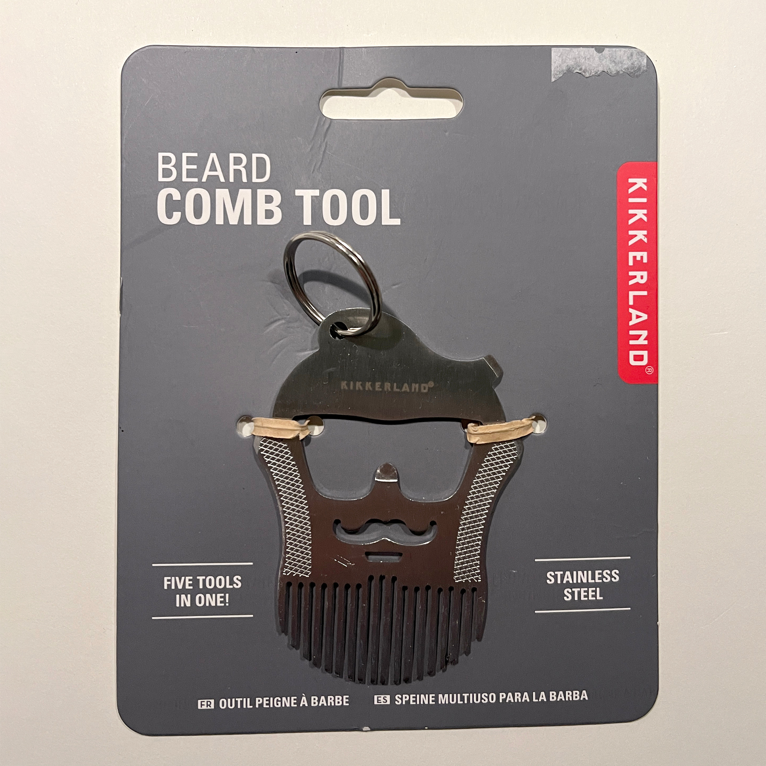 Kikkerland Stainless Steel Beard Comb Tool — New