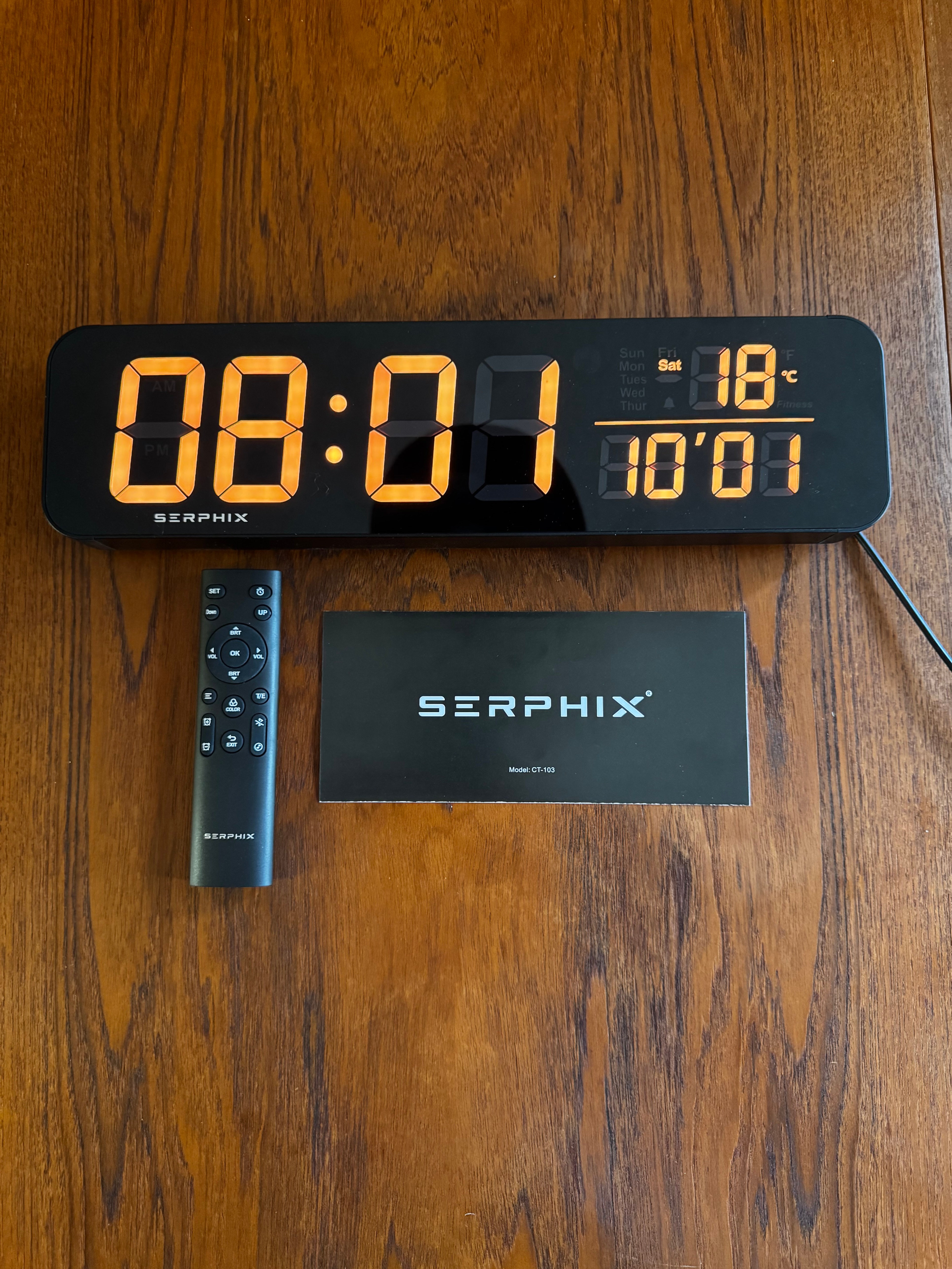SERPHIX CT-103 Gym Workout Timer Clock (Remote & App)