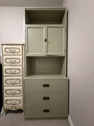 Tall Wood Storage Cabinet / Hutch with 3 Drawers - $100