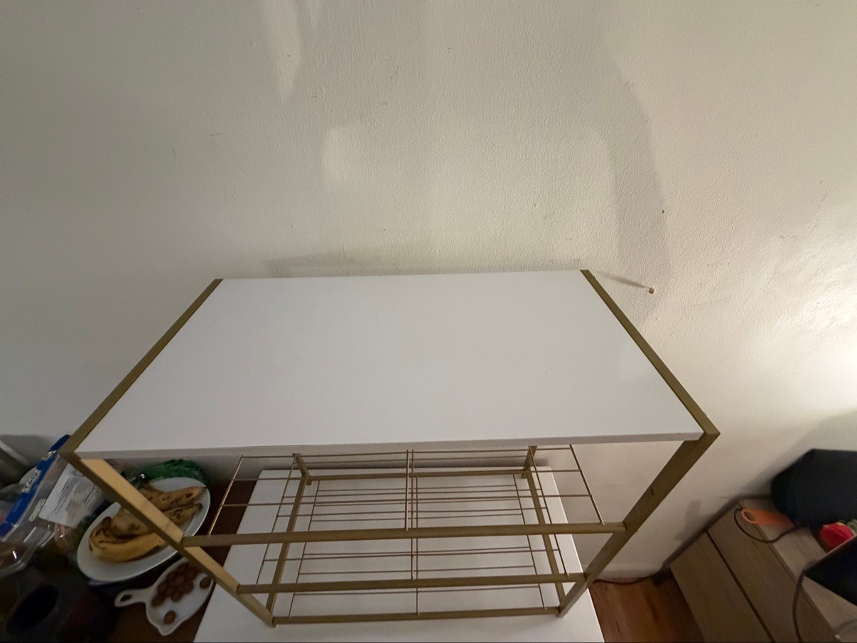 Storage Shelf Gold Metal & White Wood Top 4-Tier Shoe Rack - photo 4