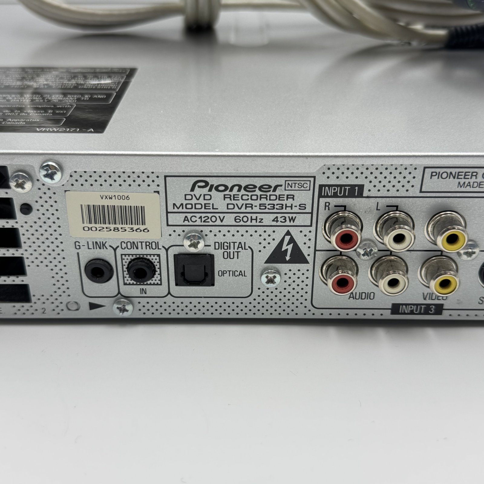 Pioneer DVR-533H DVD Recorder with HDD, Remote & Cables - photo 5