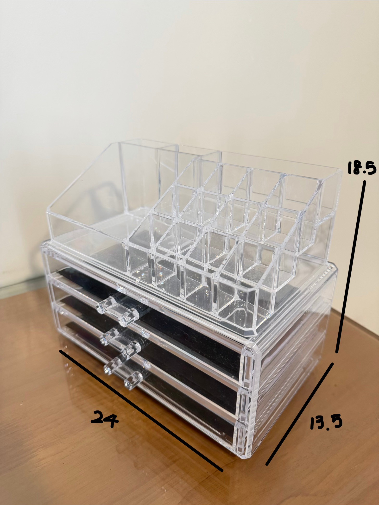 Clear Acrylic Makeup Organizer with 3 Drawers