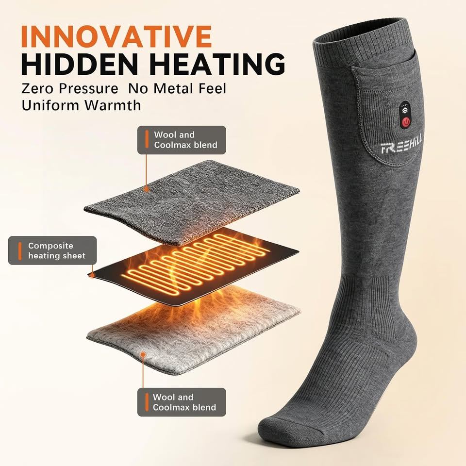 FREEHILL 7.4V Ultimate Wool Heated Socks for Men Women/16H Bat - photo 5