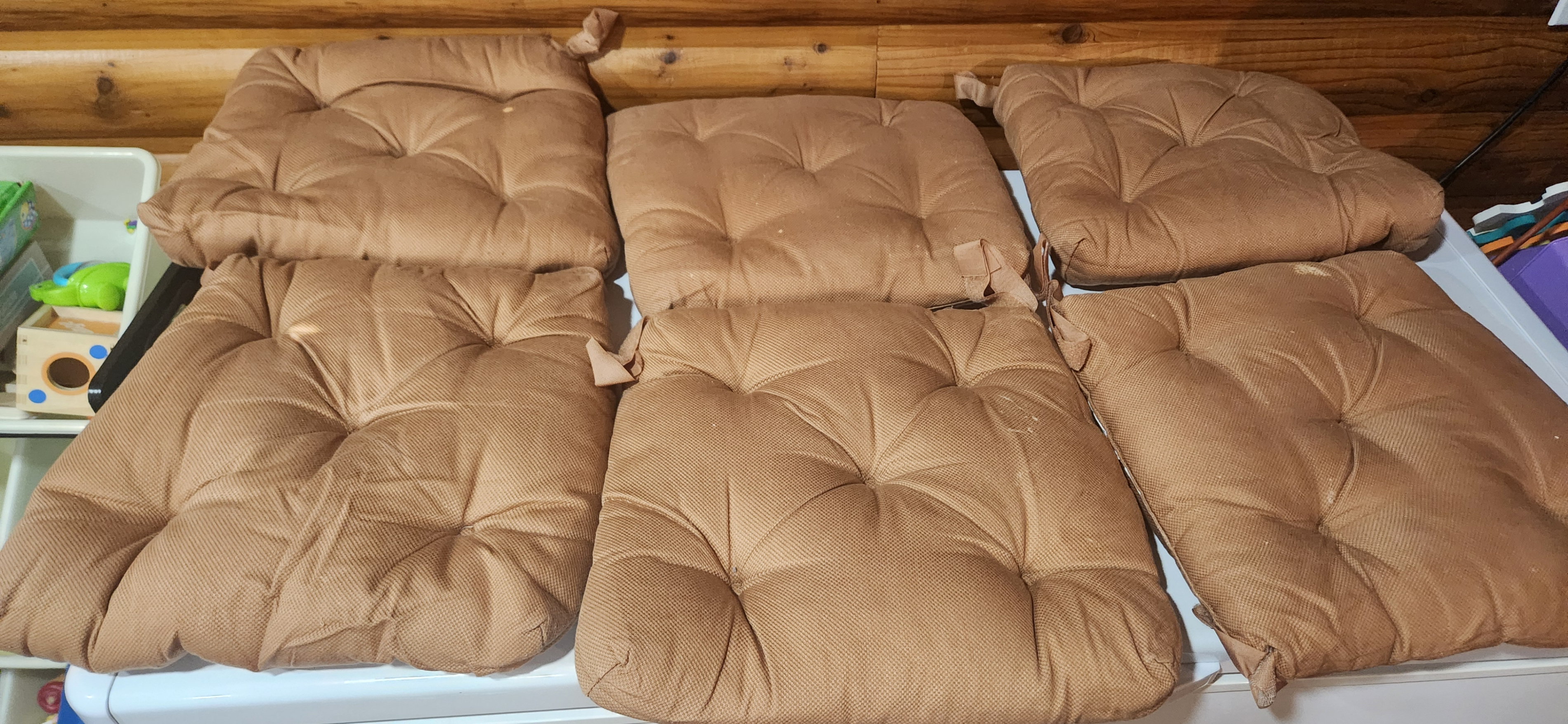 Set of 6 Brown Seat Cushions
