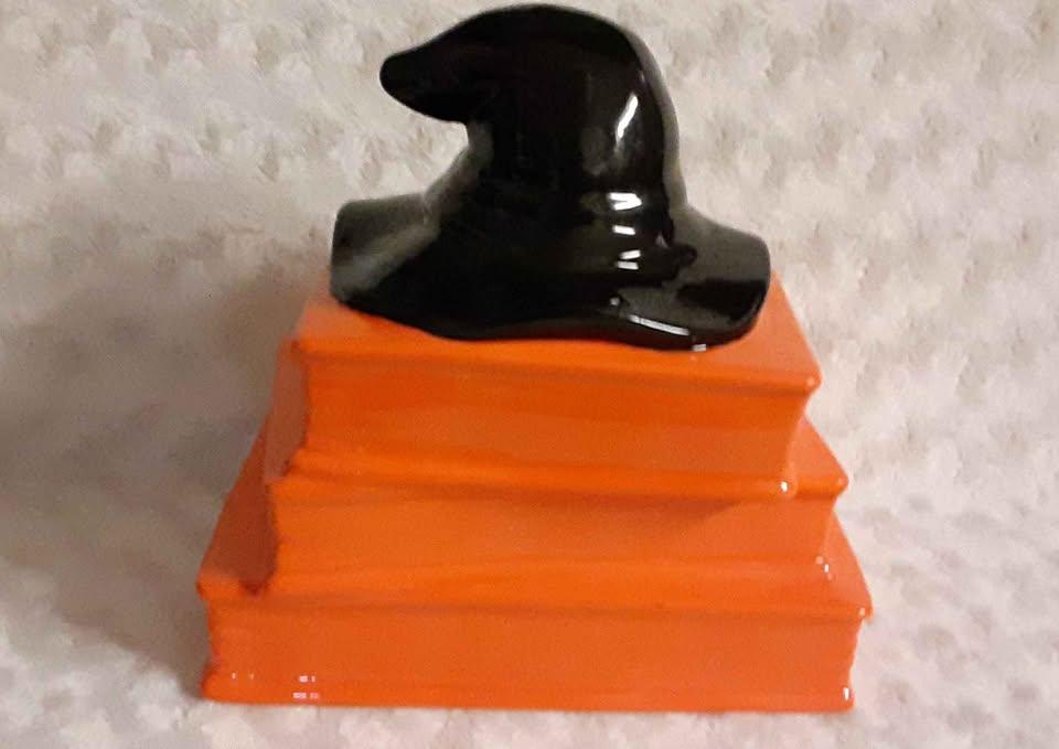 Rae Dunn Halloween Trick or Treat Orange Books w/ Witch Hat - photo 5