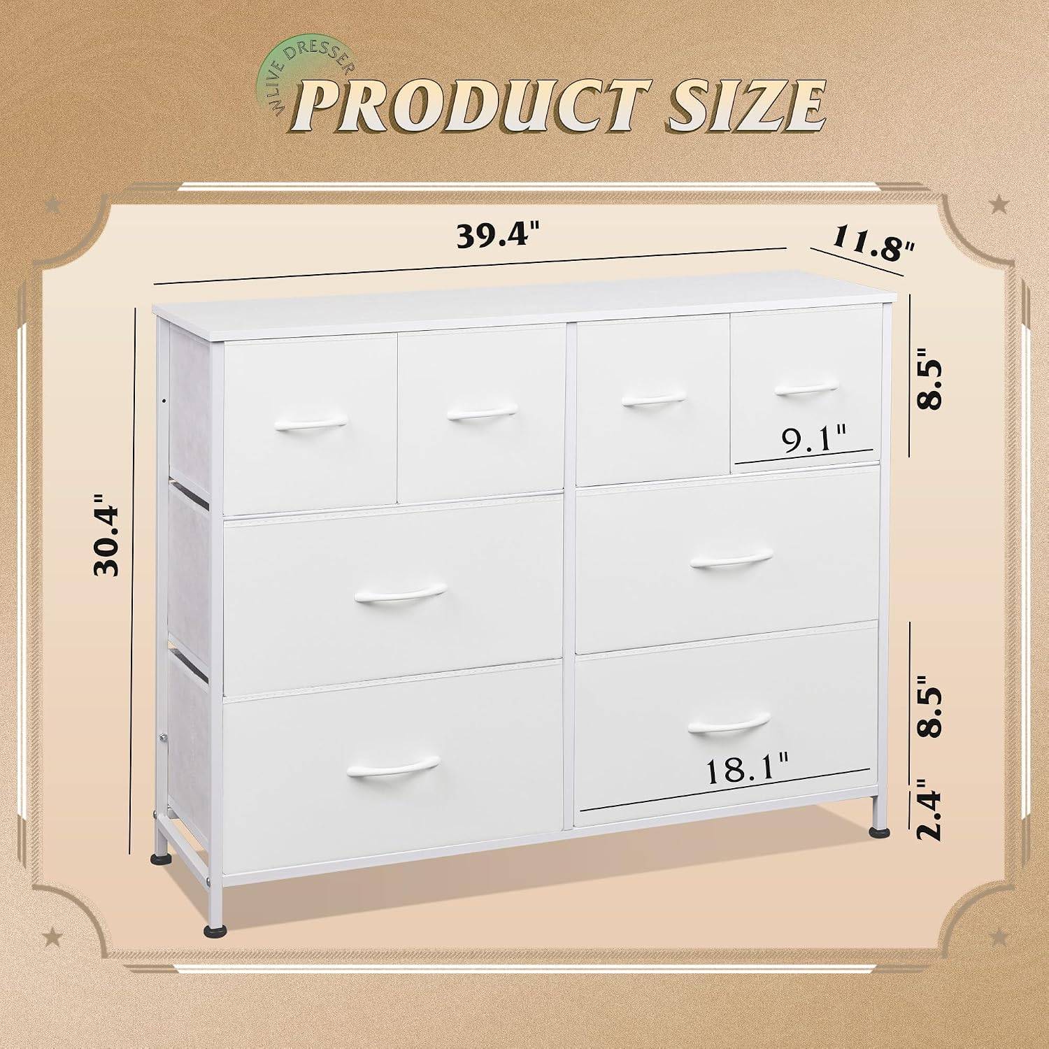 Free White 8-Drawer Wide Dresser – Good Condition