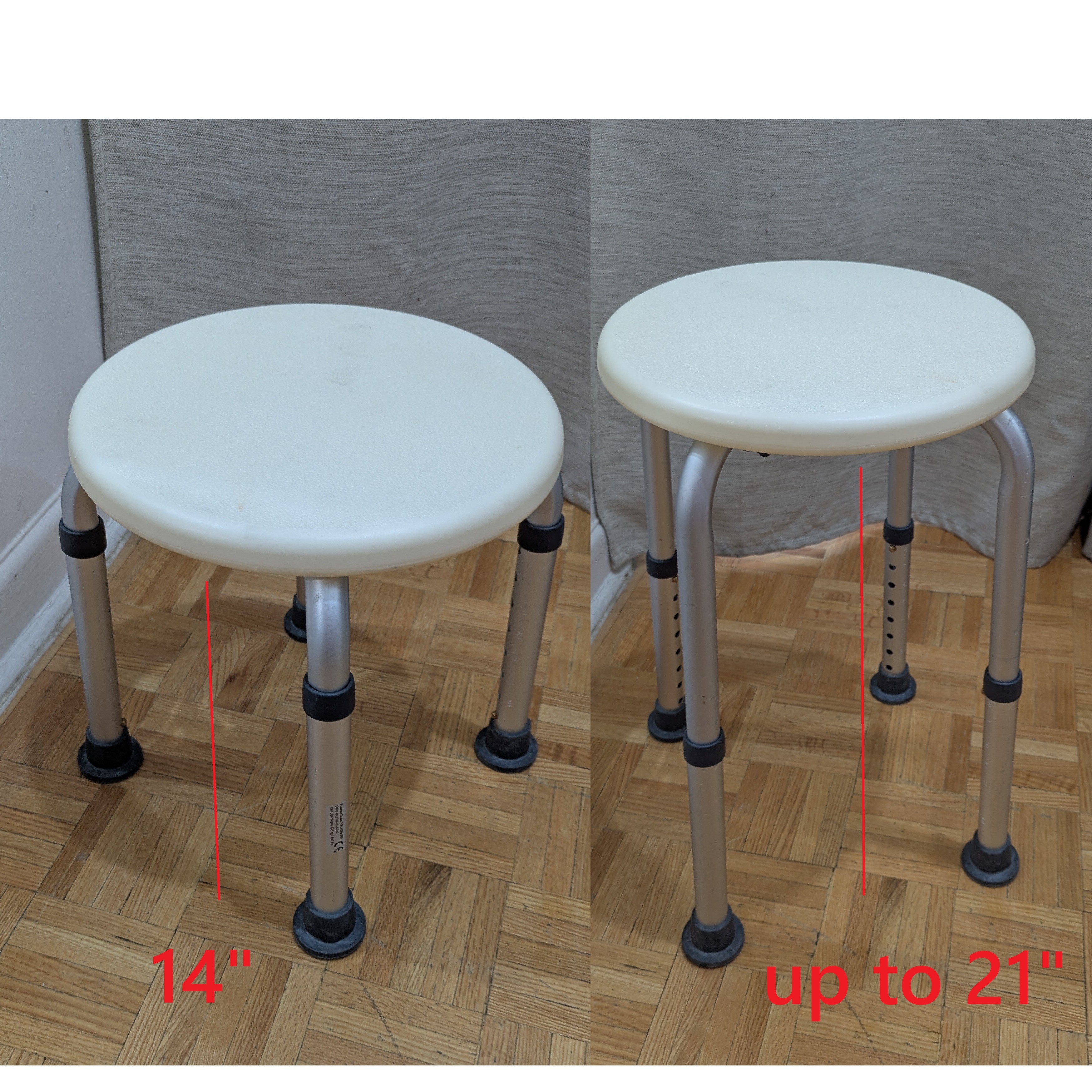 Backless Adjustable Height Chair Compact Stool Aluminium Portabl