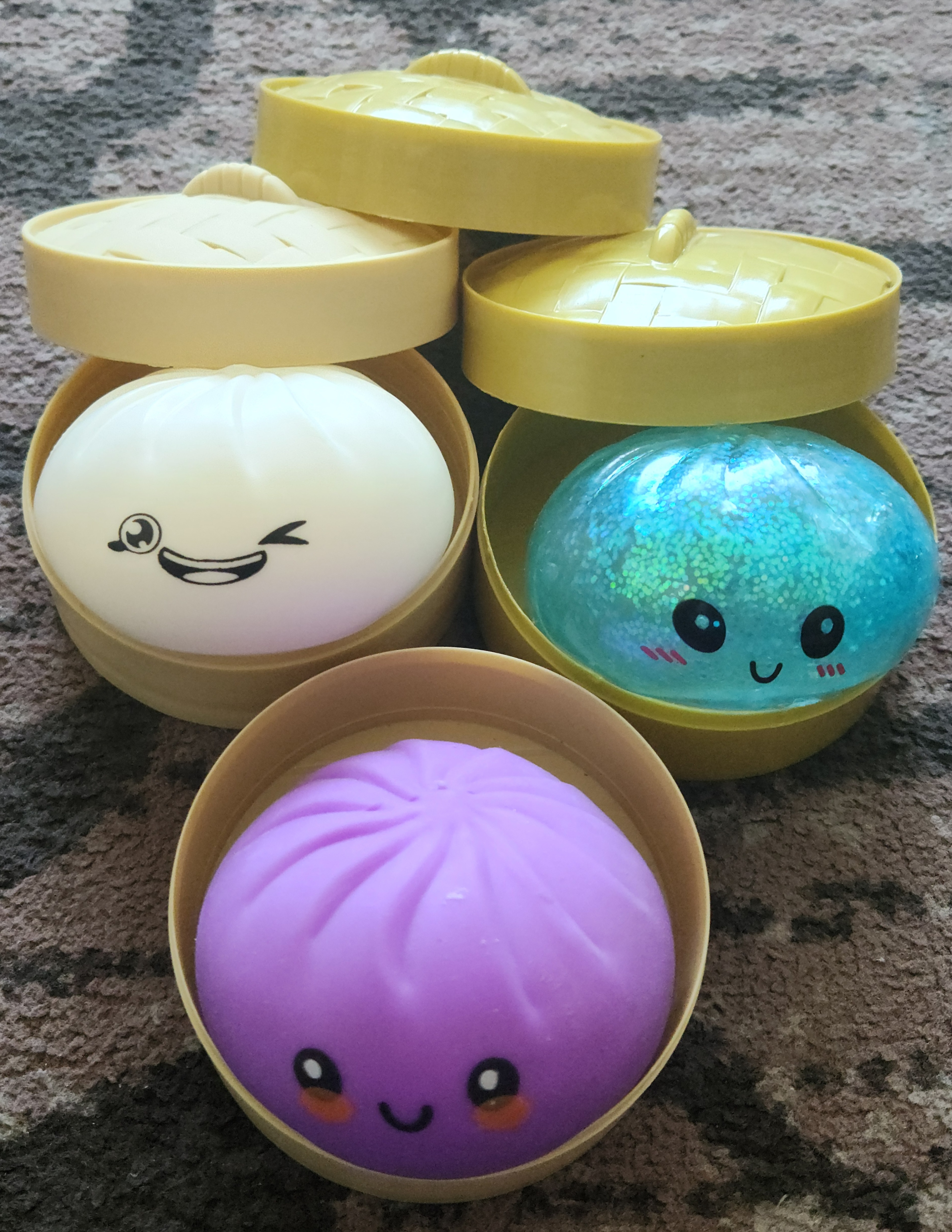 Cute Squishy Dim Sum Steamer Toys – Set of 3 Squishies