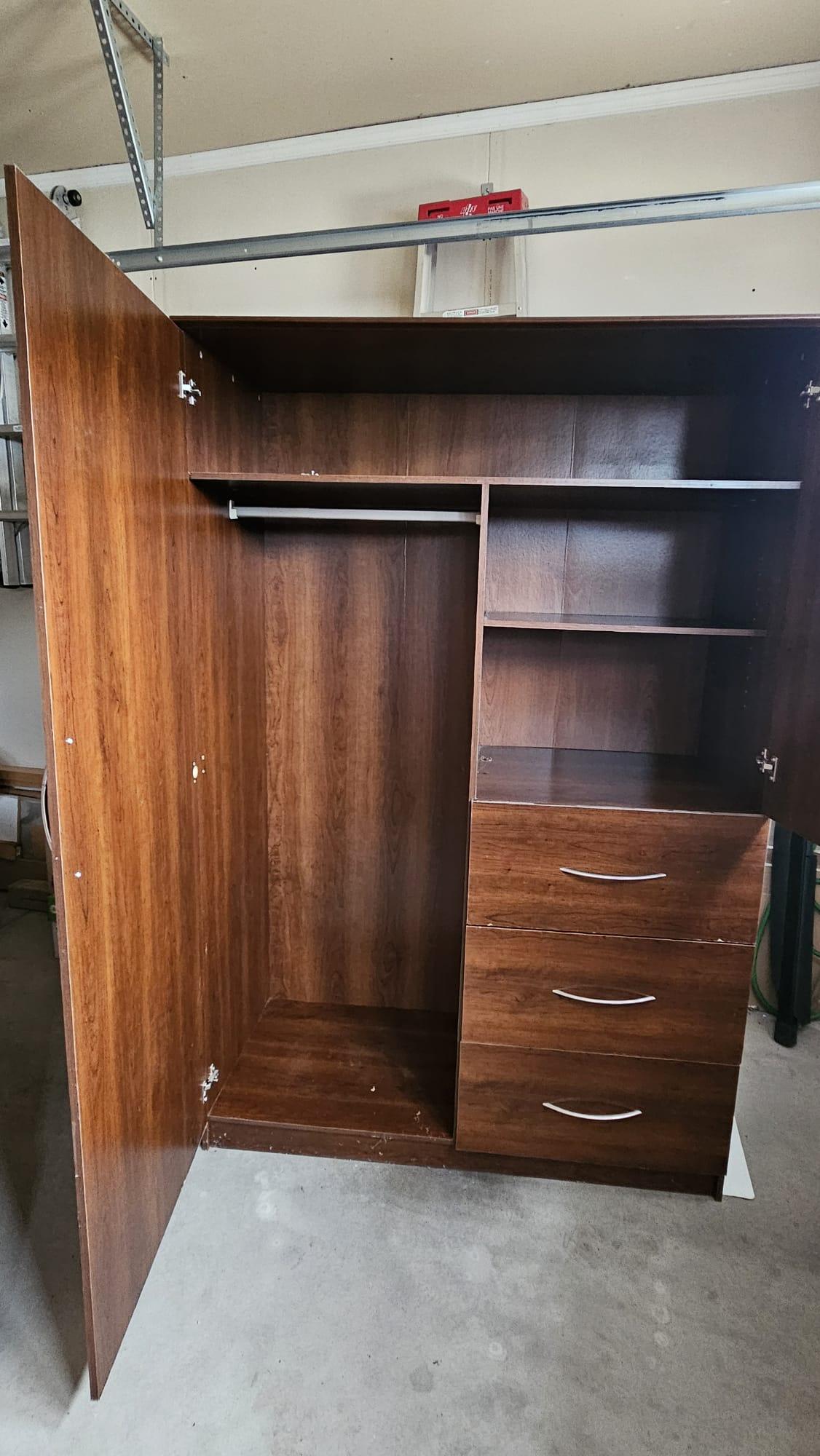 FREE: Large Wooden Wardrobe with Drawers
