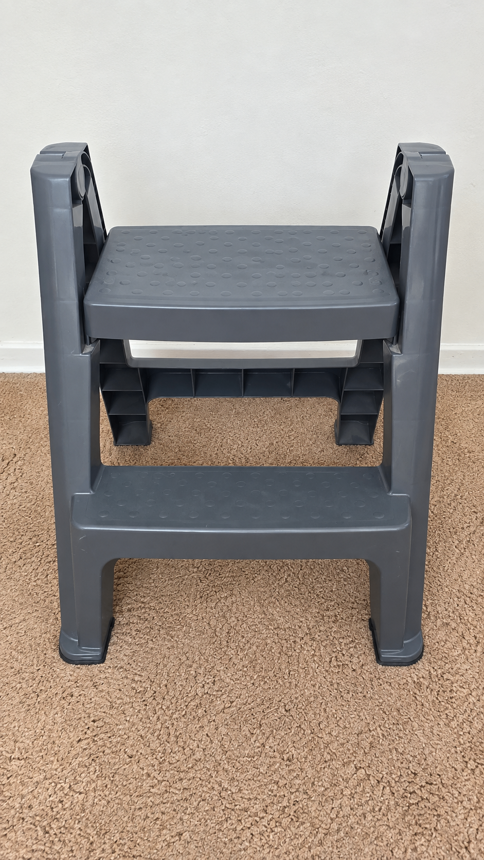 2-Step Heavy Duty Plastic Folding Step Stool (Dark Grey)
