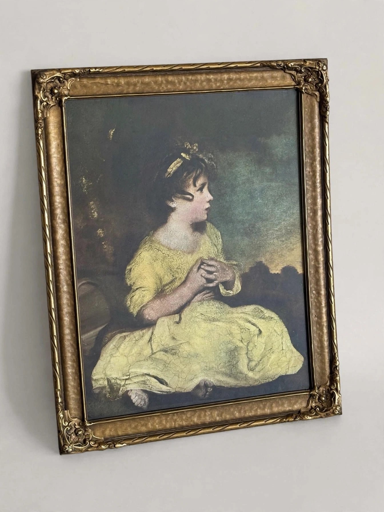 Vintage Gold Framed Portrait Prints Pair, Child Portraits - photo 2