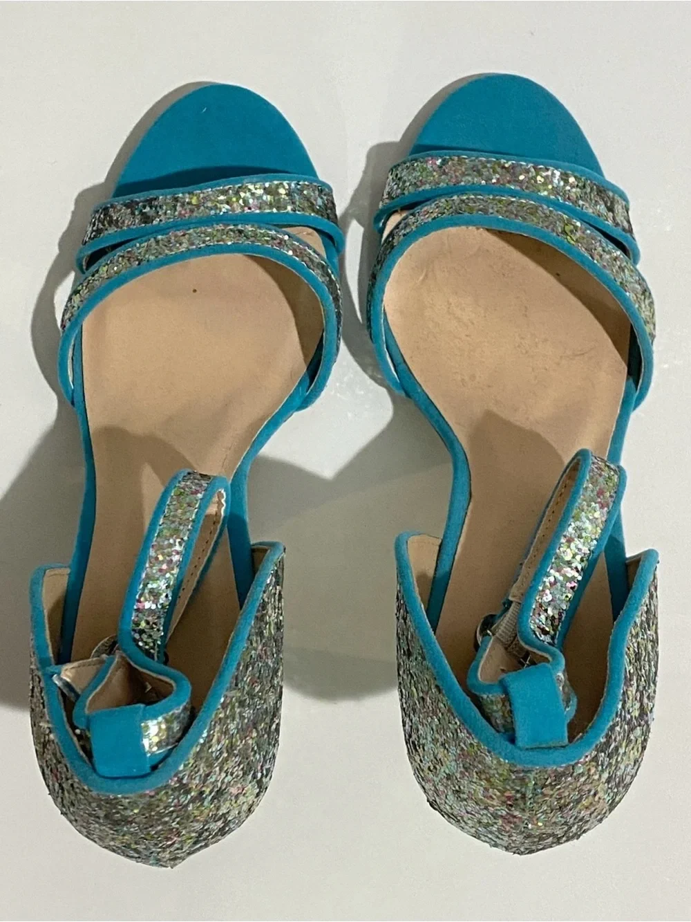 Qupid Women's 7 Teal Blue Sparkle Glitter Stiletto Heels - photo 3