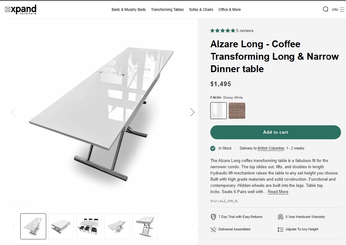 transforming coffee table
