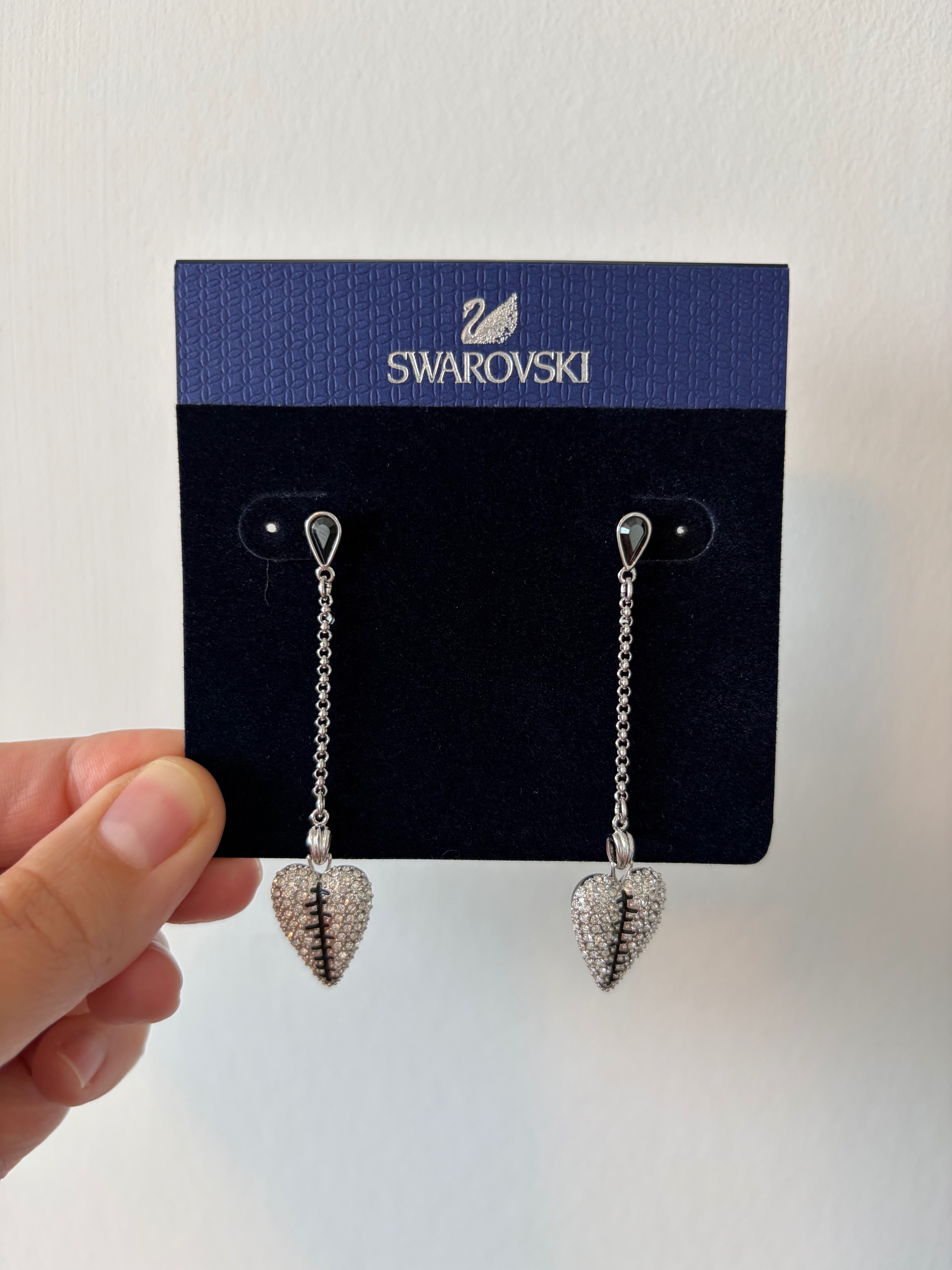 Vintage Swarovski Pavé Zipped Heart Drop Earrings - photo 3