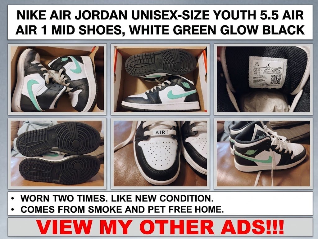 Nike Air Jordan Unisex-Size Youth 5.5 Air 1 Mid Shoes