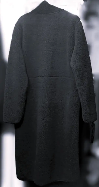 Women’s Longline "Teddy" Fleece Coat Black Size M Like New - photo 2