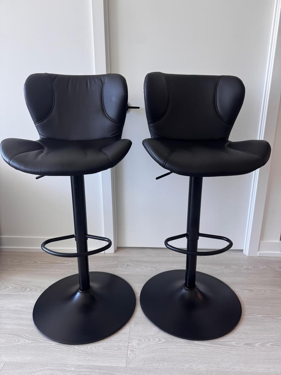 Set of 2 Black Adjustable Bar Stools