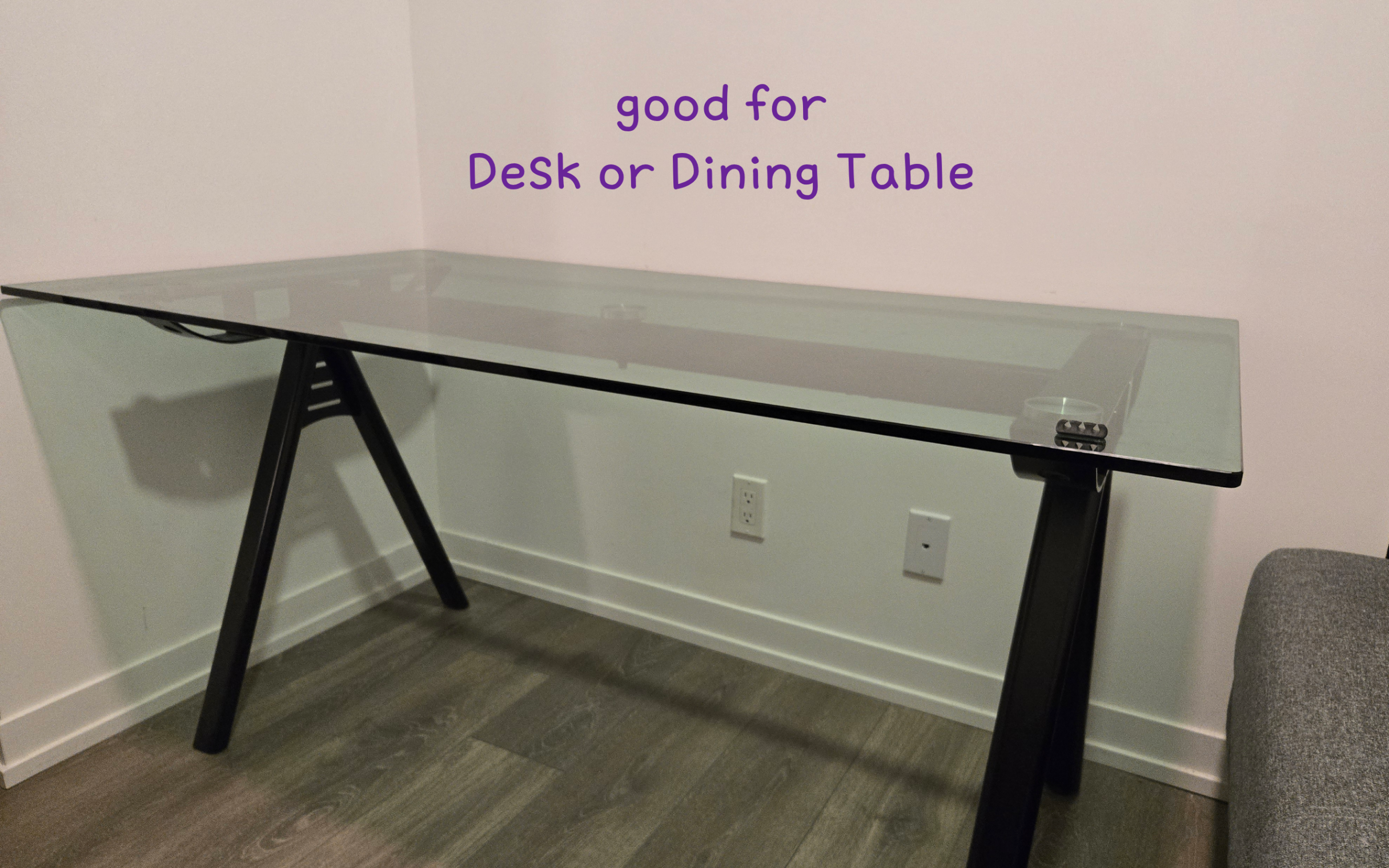 Modern Glass Top Desk / Dining Table – Excellent Condition - photo 2