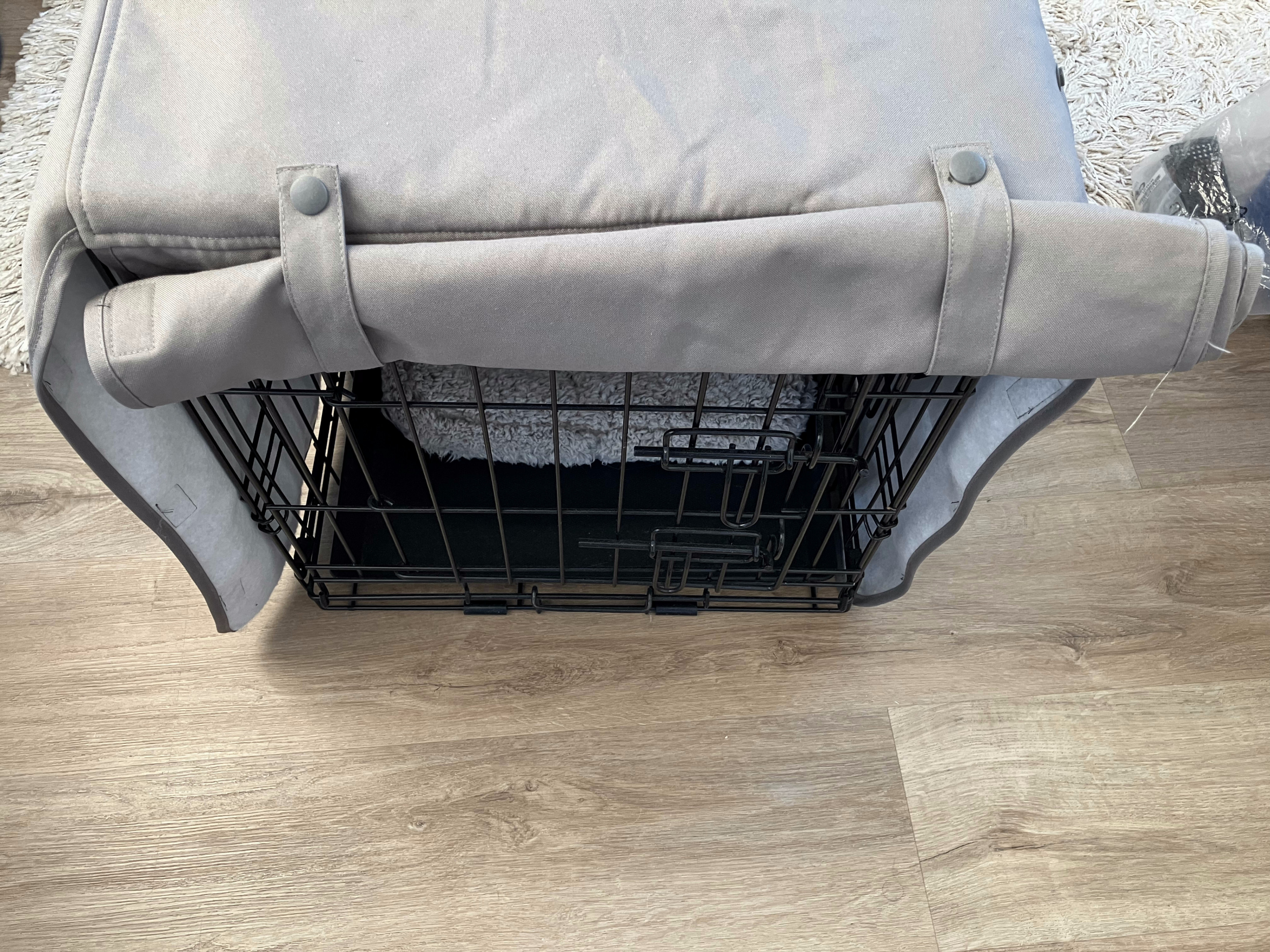Double door 24" x 19" dog crate with cover and bed - photo 4