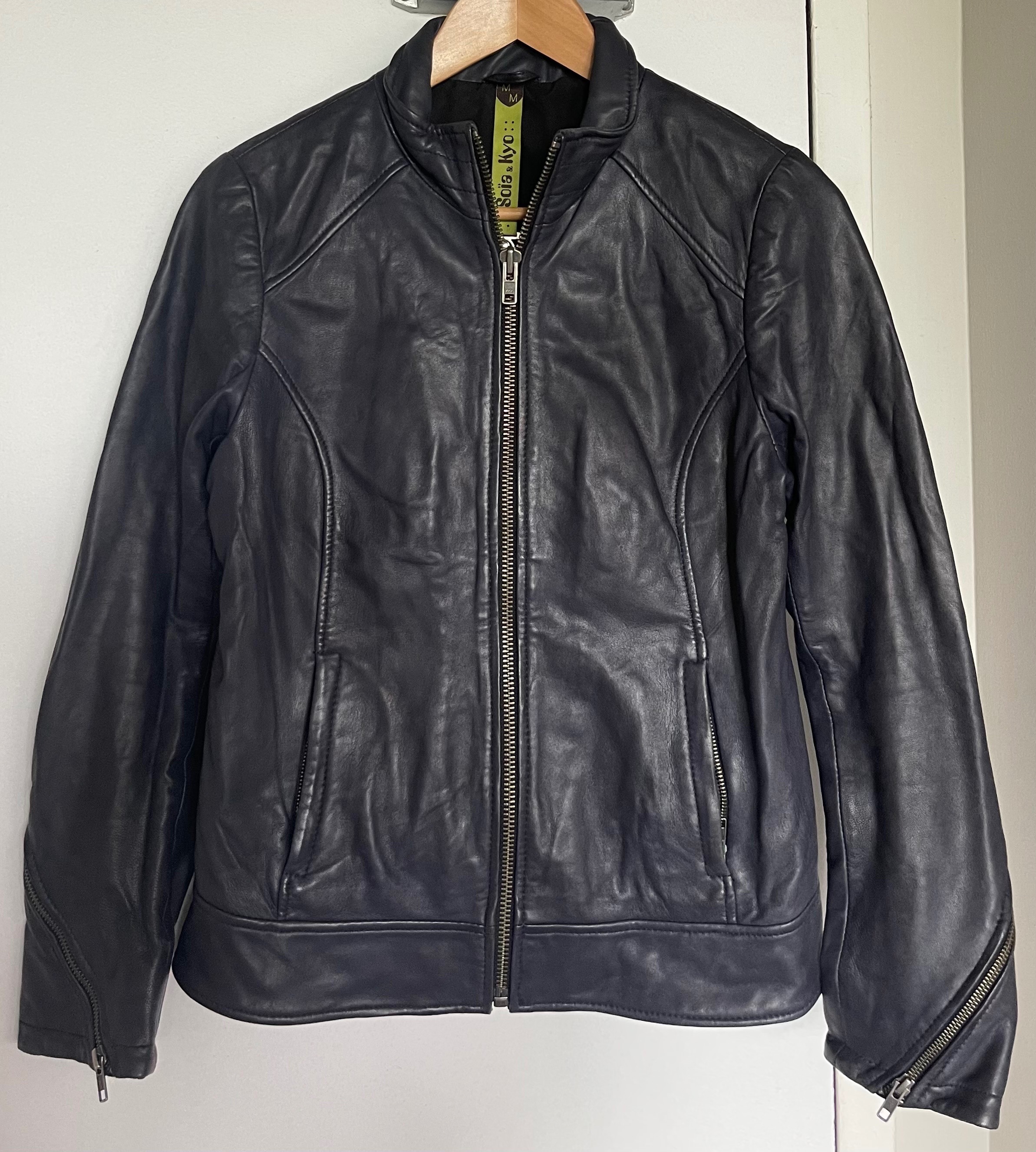 Soia & Kyo Lambskin Leather Jacket (Med) - Blue-Grey - photo 4