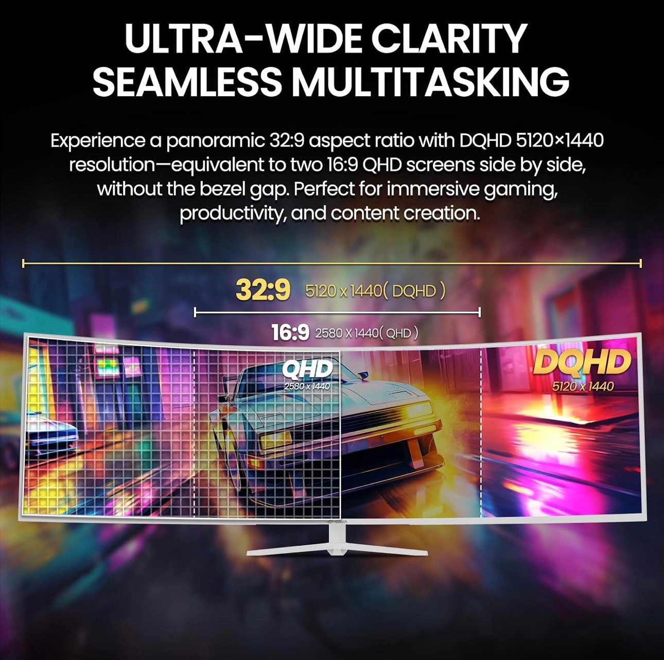 NEW: CRUA 49" DQHD 5120x1440 Ultrawide Curved Computer Monitor - photo 4