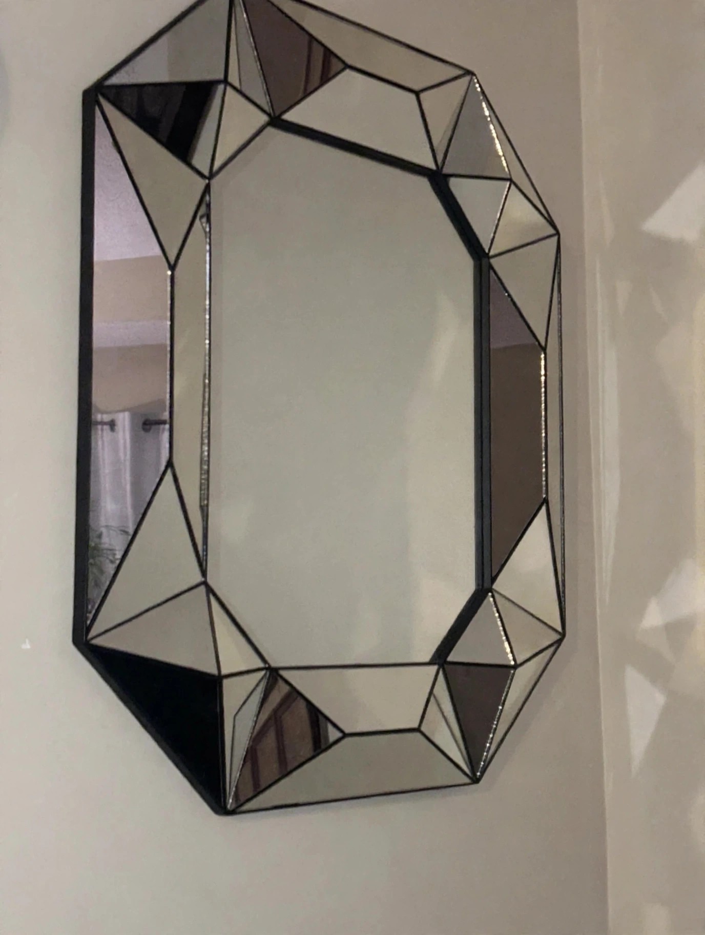 Faceted Octagon Wall Mirror 20x28in Smoked Glass - photo 2