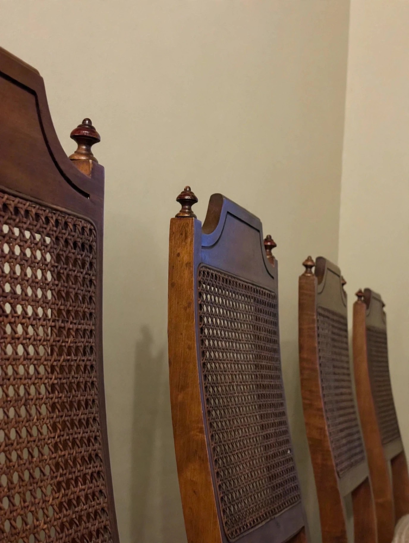 Set of 4 Canapar Walnut Cane Back Dining Chairs - photo 4