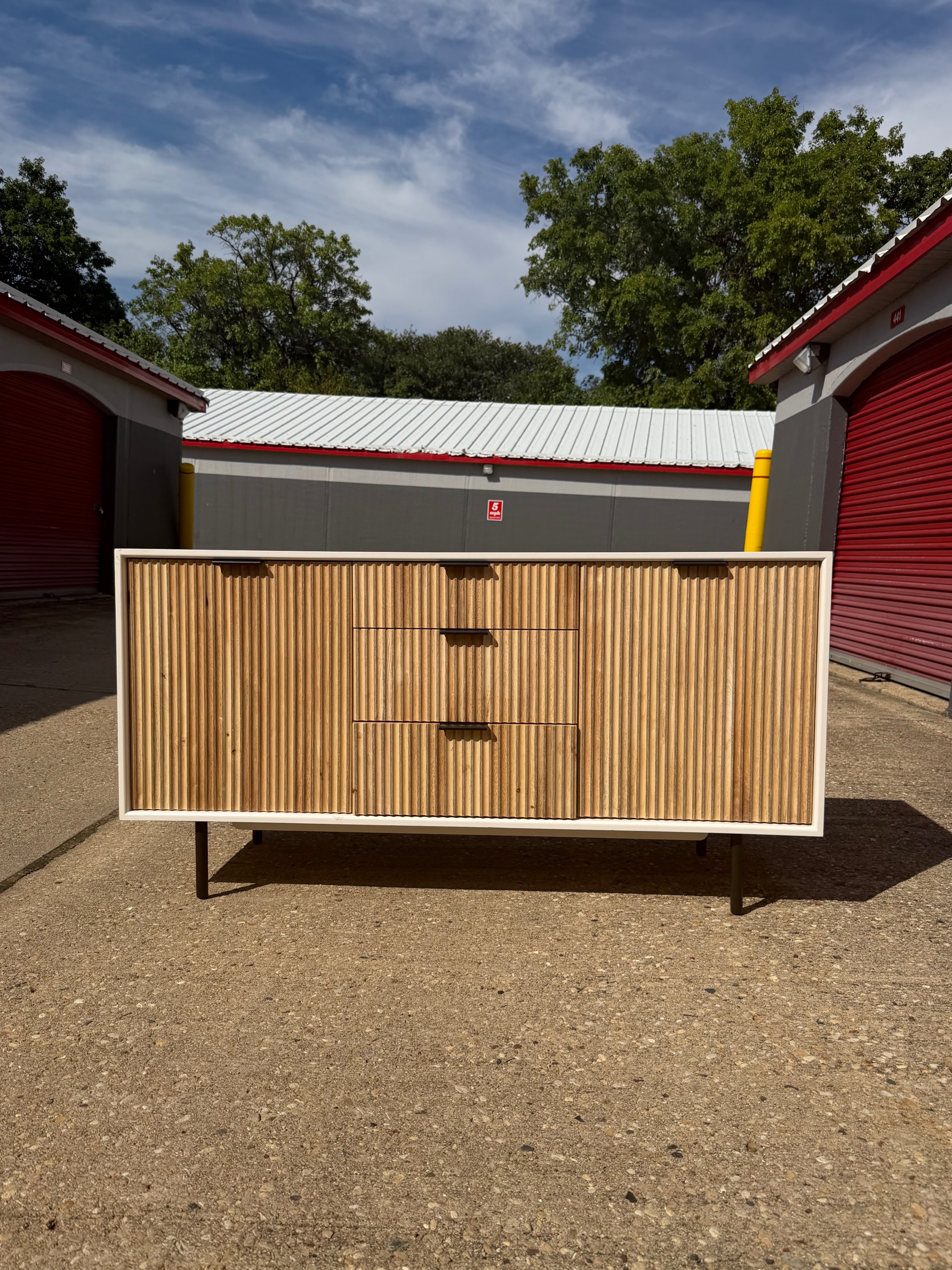Modern Fluted Wood Credenza - photo 2