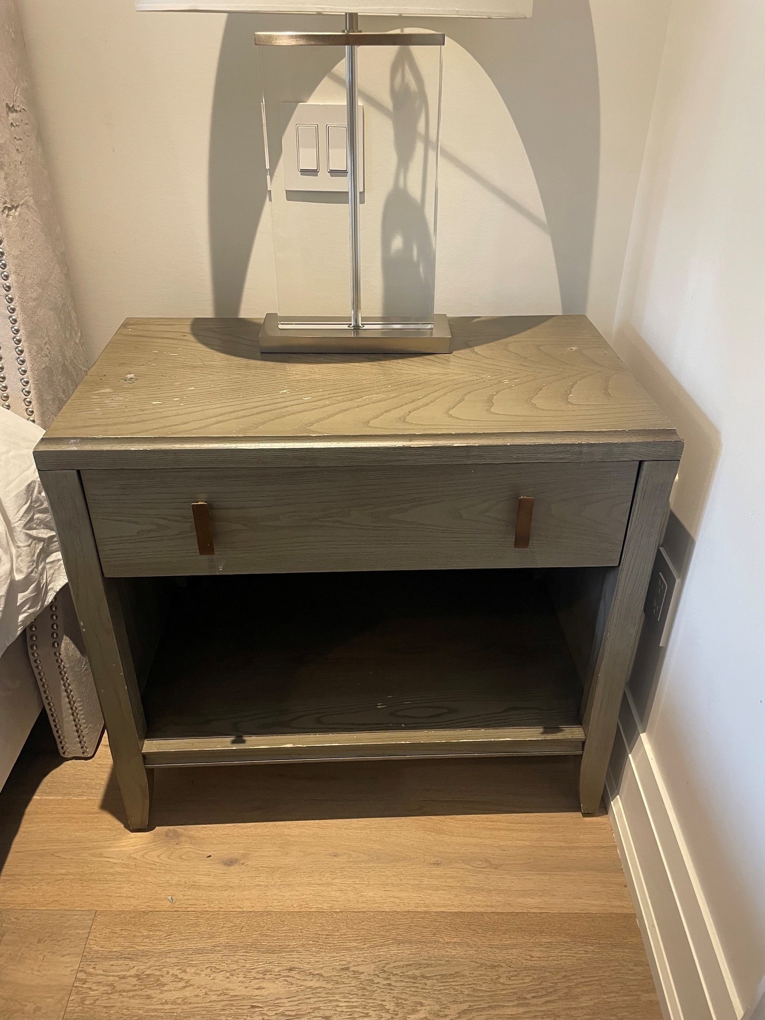 Set of Two Grey Wooden Nightstands