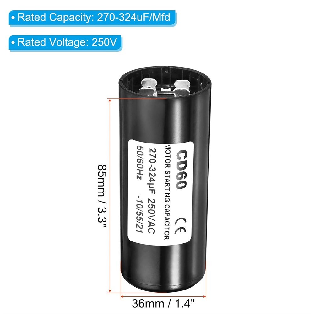 PATIKIL CD60 Motor Start Capacitors 270-324uF 250V – 2 Pack - photo 3
