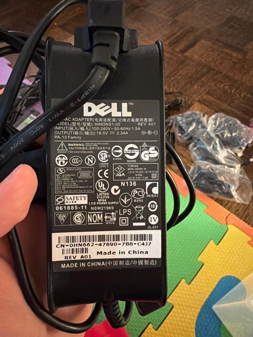 Dell 65W Laptop Charger HA65NS1-00 (PA-12), 19.5V 3.34A