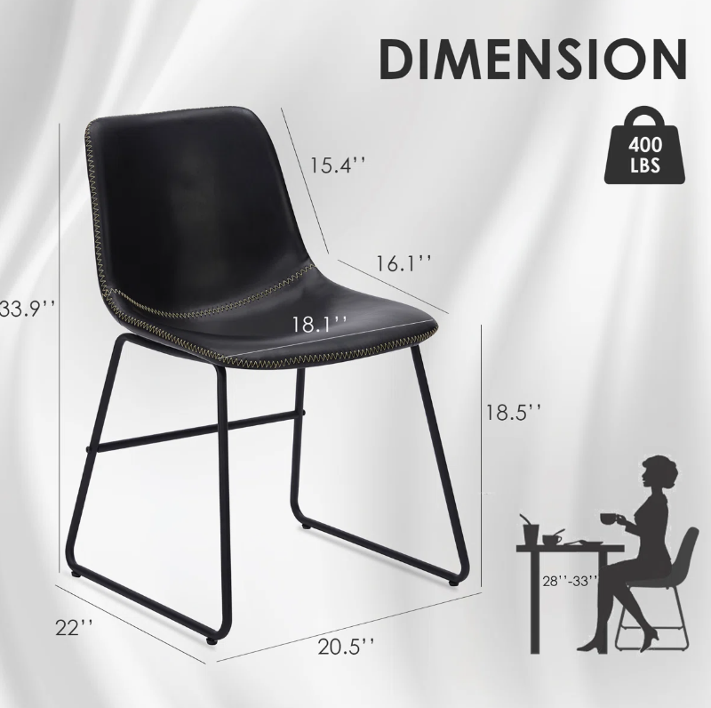 Black Dining Chairs with Metal Frame (Set of 4) - New in box - photo 2