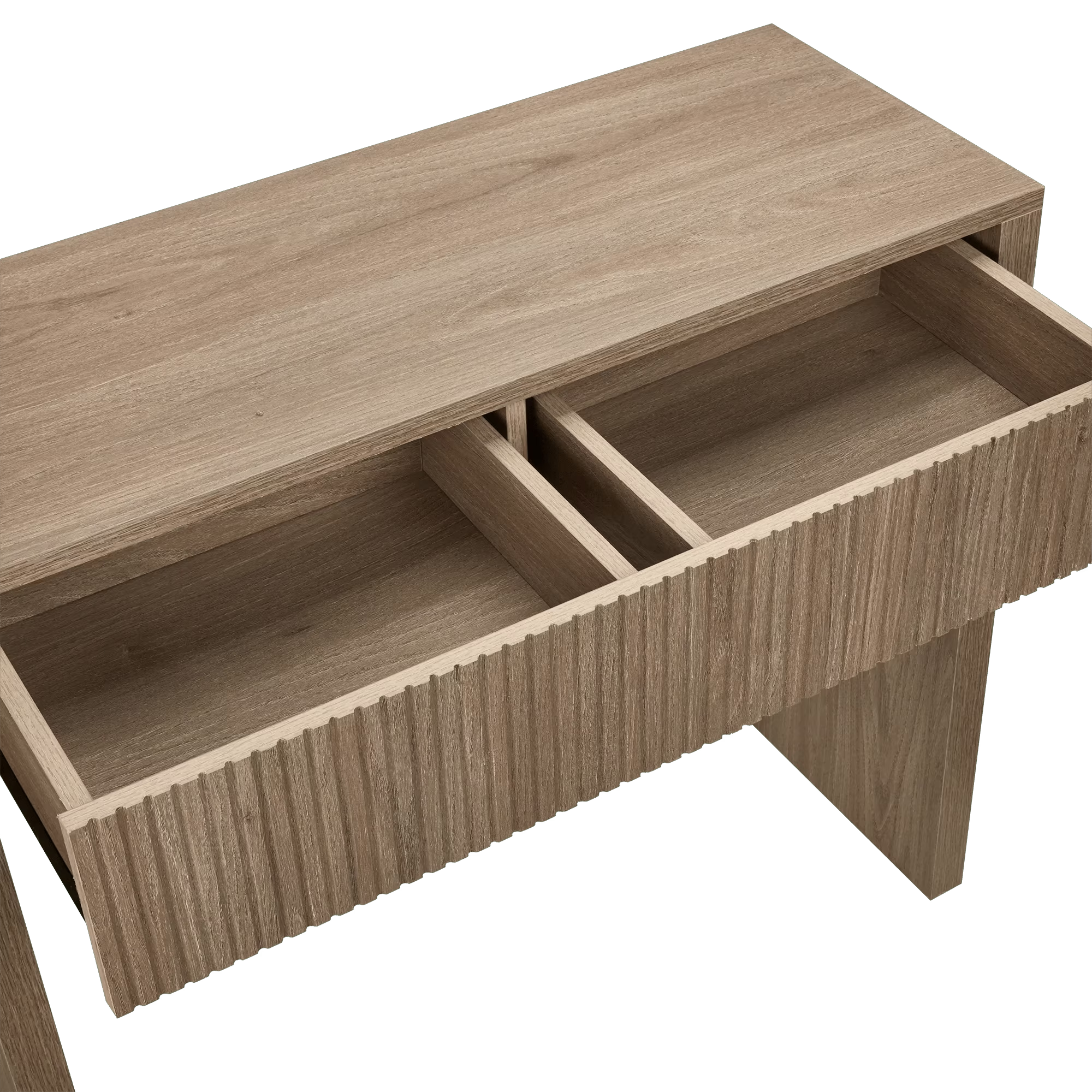 Natural Oak Wood Veneer Entryway Console Table with Drawer - photo 4