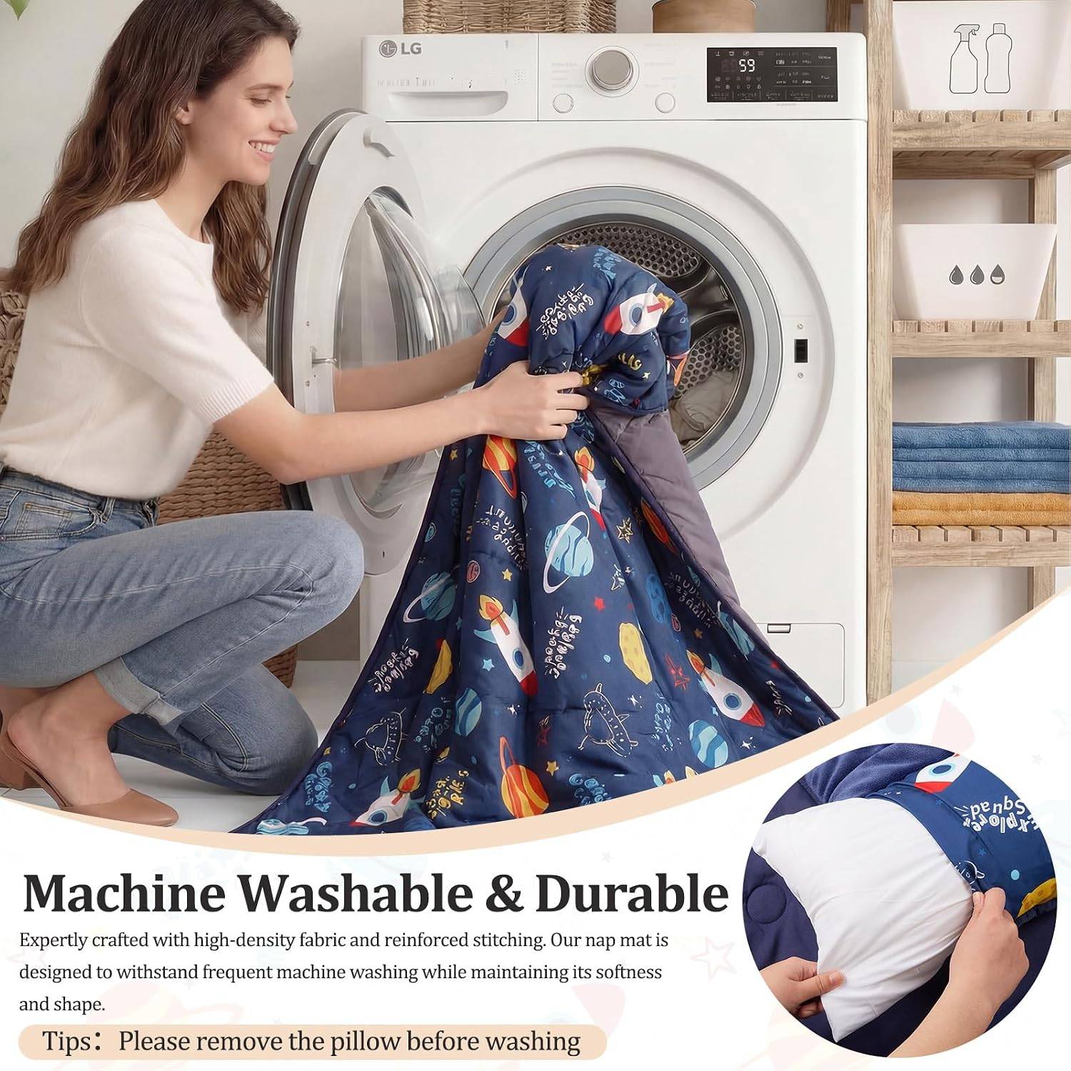 NEW~ Reversible Toddler Nap Mat – 55"x35" + Removable Pillow - photo 4