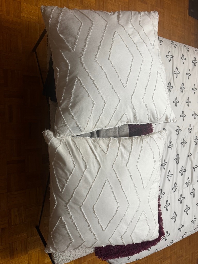 2 Large 25" decorative pillows - White