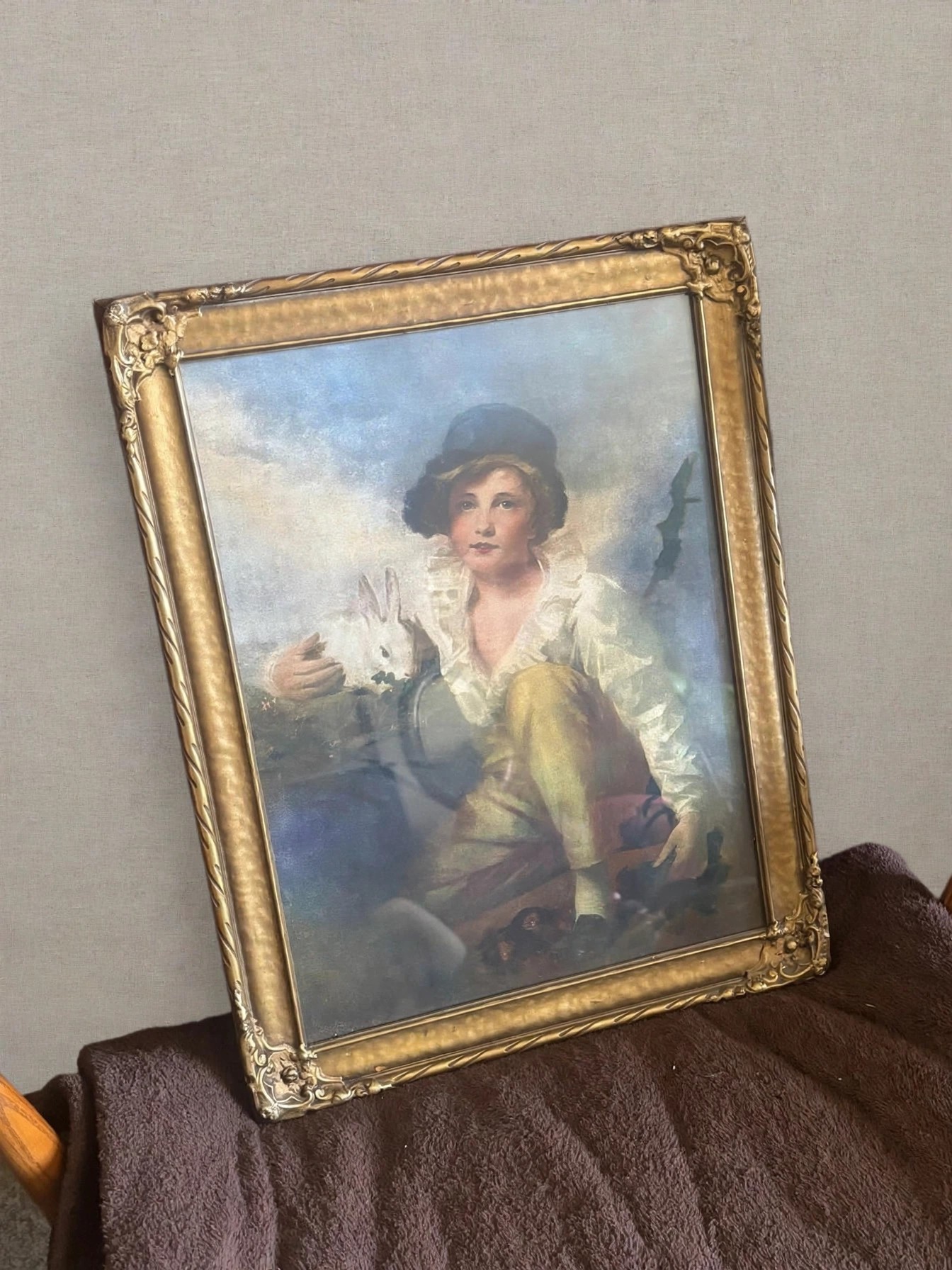 Vintage Gold Framed Portrait Prints Pair, Child Portraits - photo 3