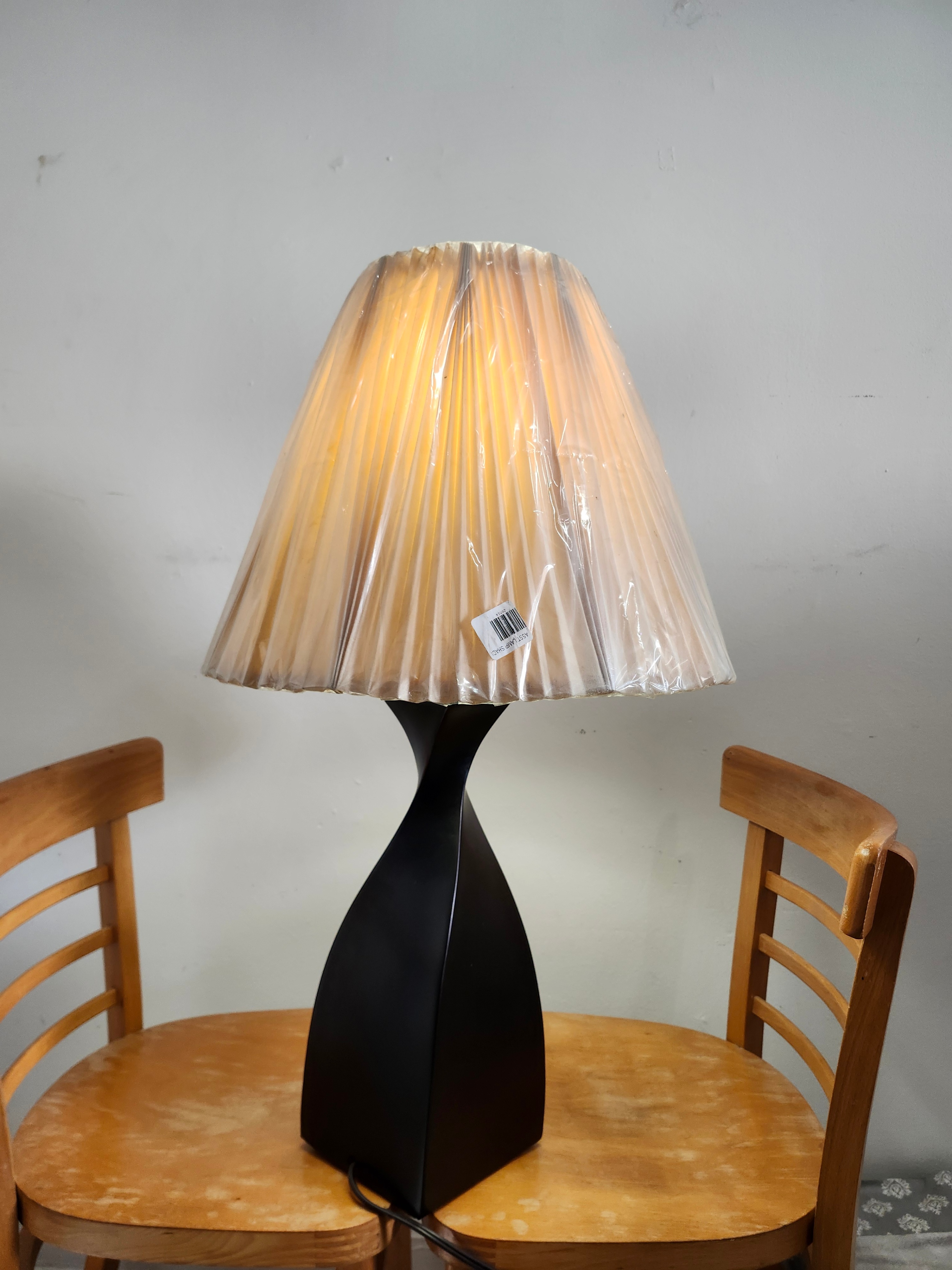 Lamp with Bulb, Brand New with Plastic Covered Shade, Table Lamp