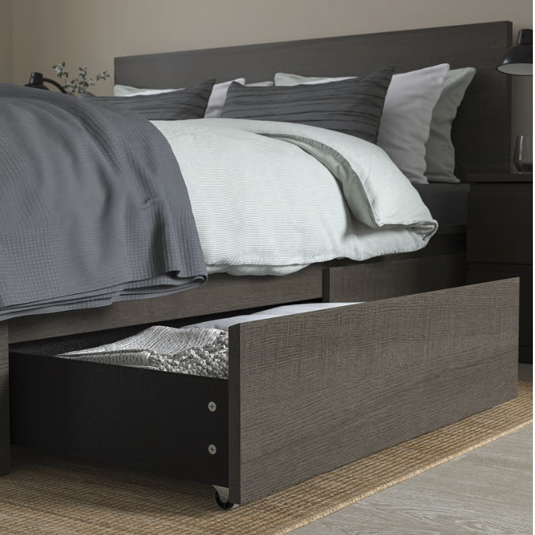 IKEA MALM Queen Bed Frame with 4 Storage Boxes - Dark Brown - photo 5