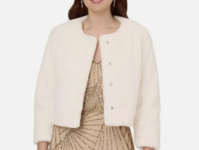 Adrianna Papell Women's Faux-Fur Bolero Jacket