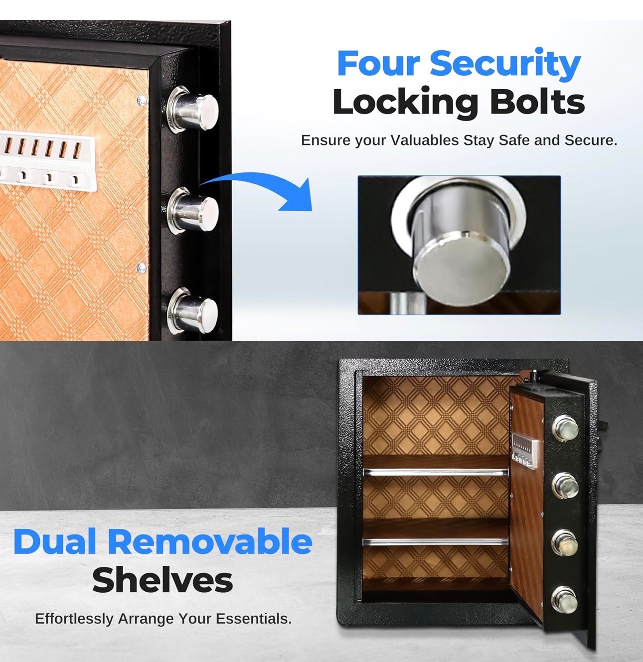 Electronic Digital Safe Box Dual Alarm System Hidden Keyhole - photo 5