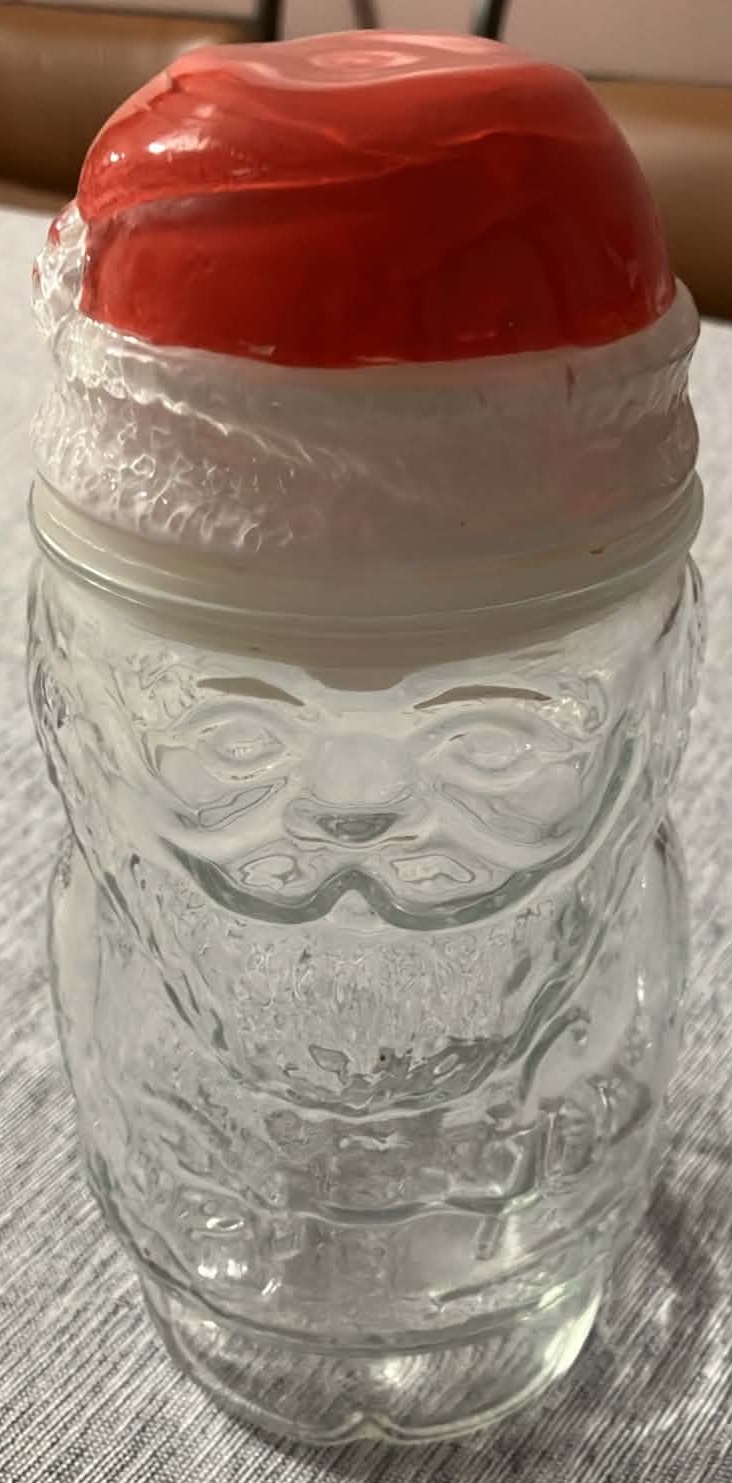 Vintage Christmas Santa Claus Glass Jar - 8 Inches
