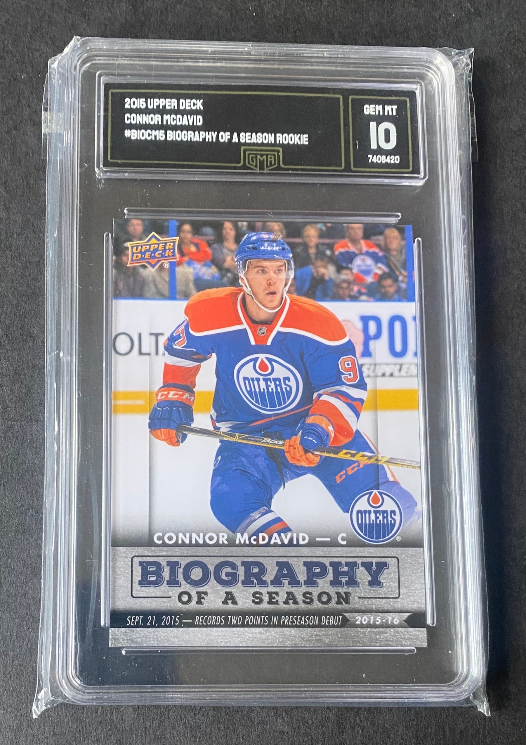 2015 Edmonton Oilers Connor Mcdavid Rookie #BIOCM5 Mint GMA 10