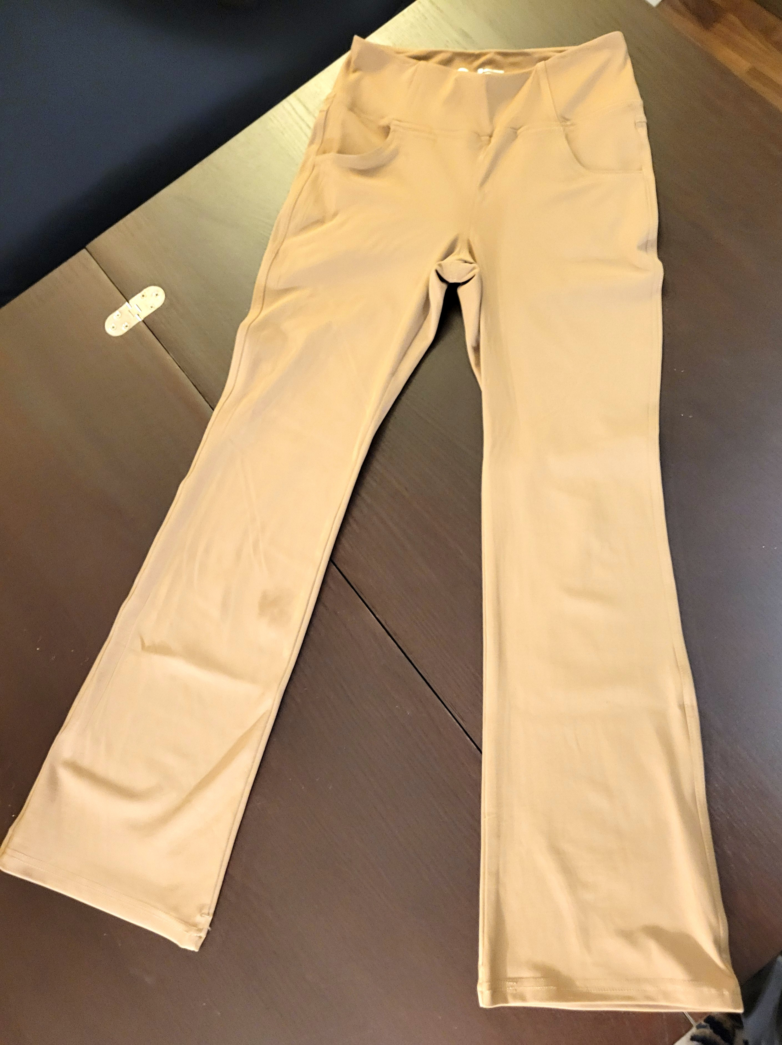VOOVEEYA Beige Women's Leggings Bootleg Yoga Pants Flare (NEW)