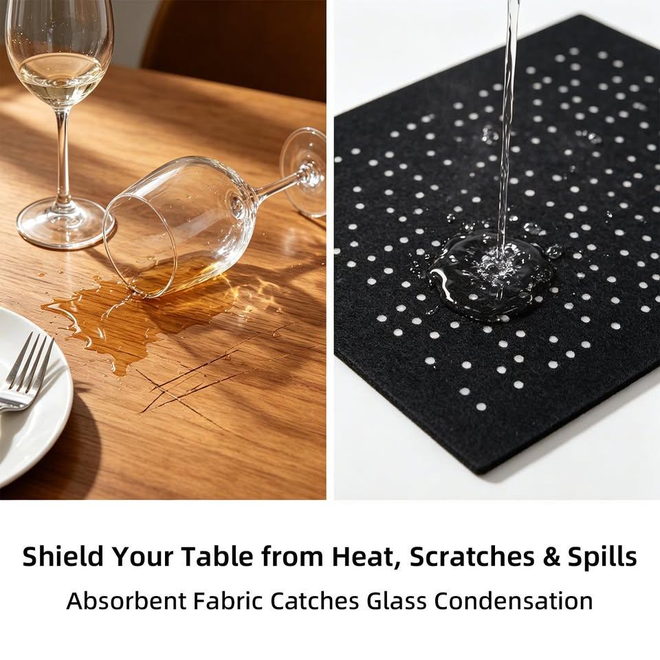 Black Felt Placemats – Set of 4, 17.3 x 11.4 in - photo 4