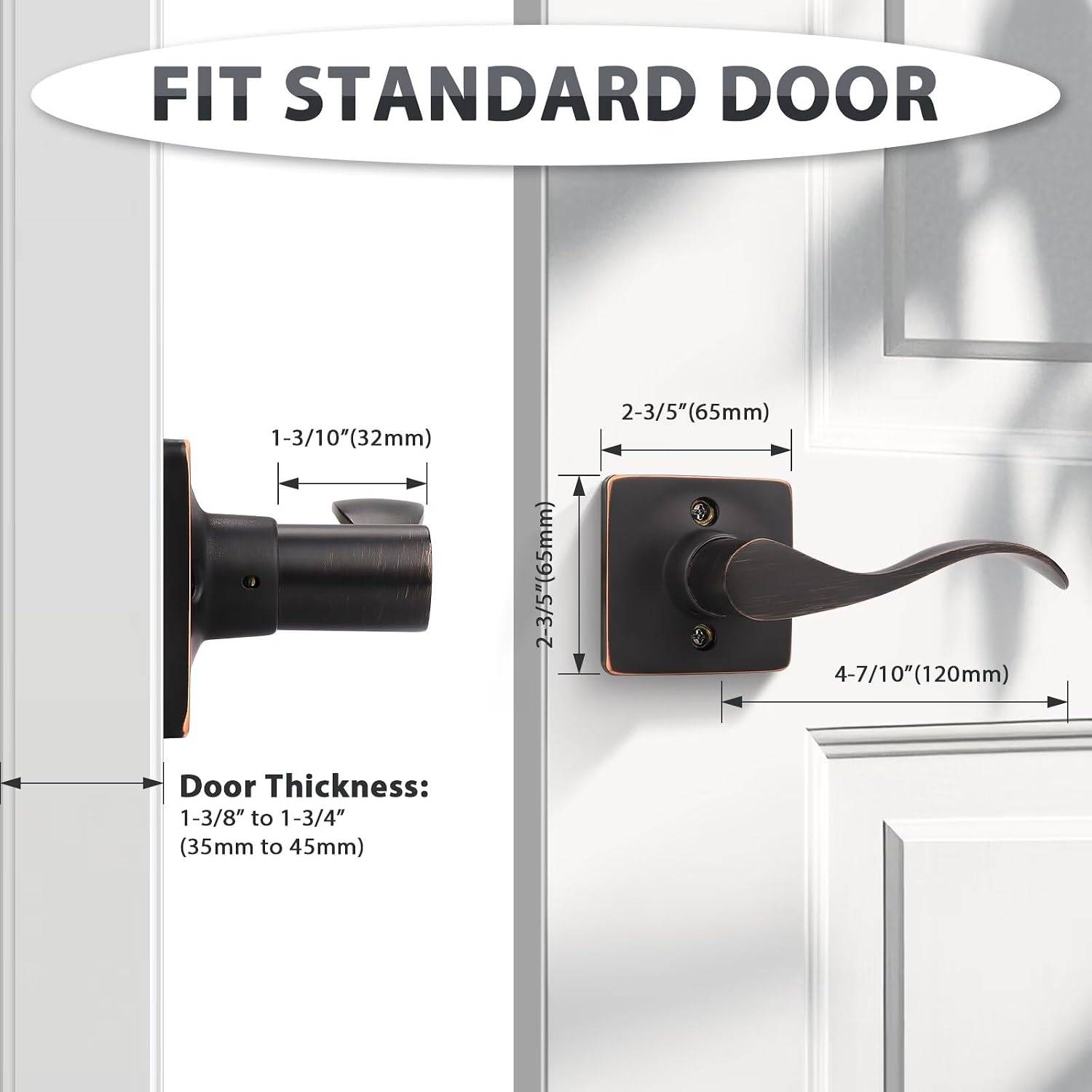 GOBEKOR 2-Pack Dummy Door Levers – Black - photo 2