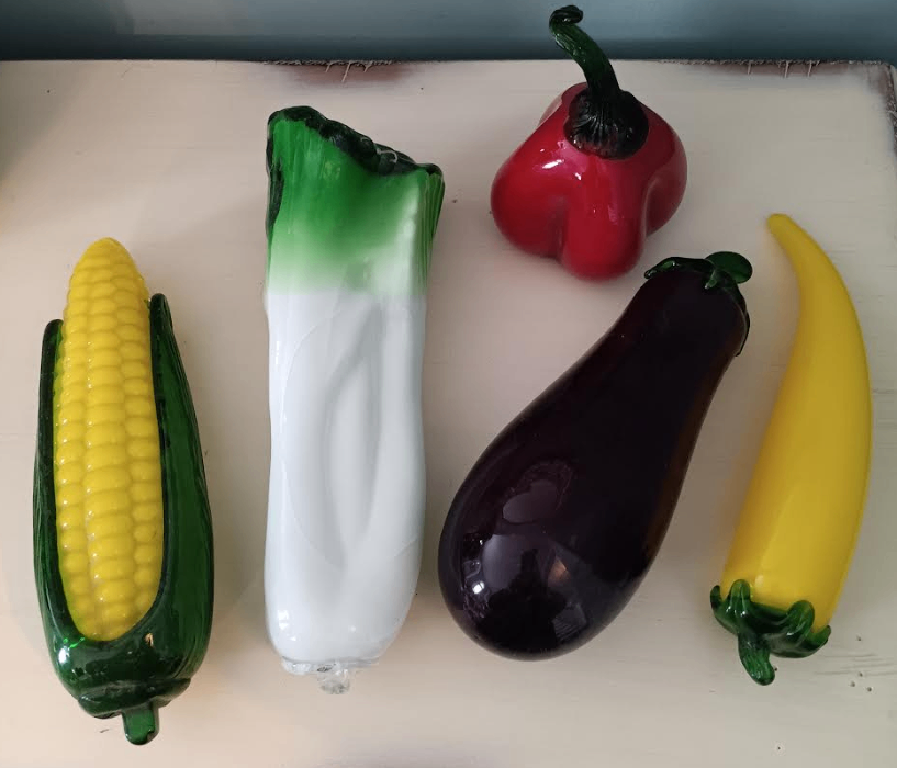 Vintage Murano style Art Glass Vegetables - corn eggplant more