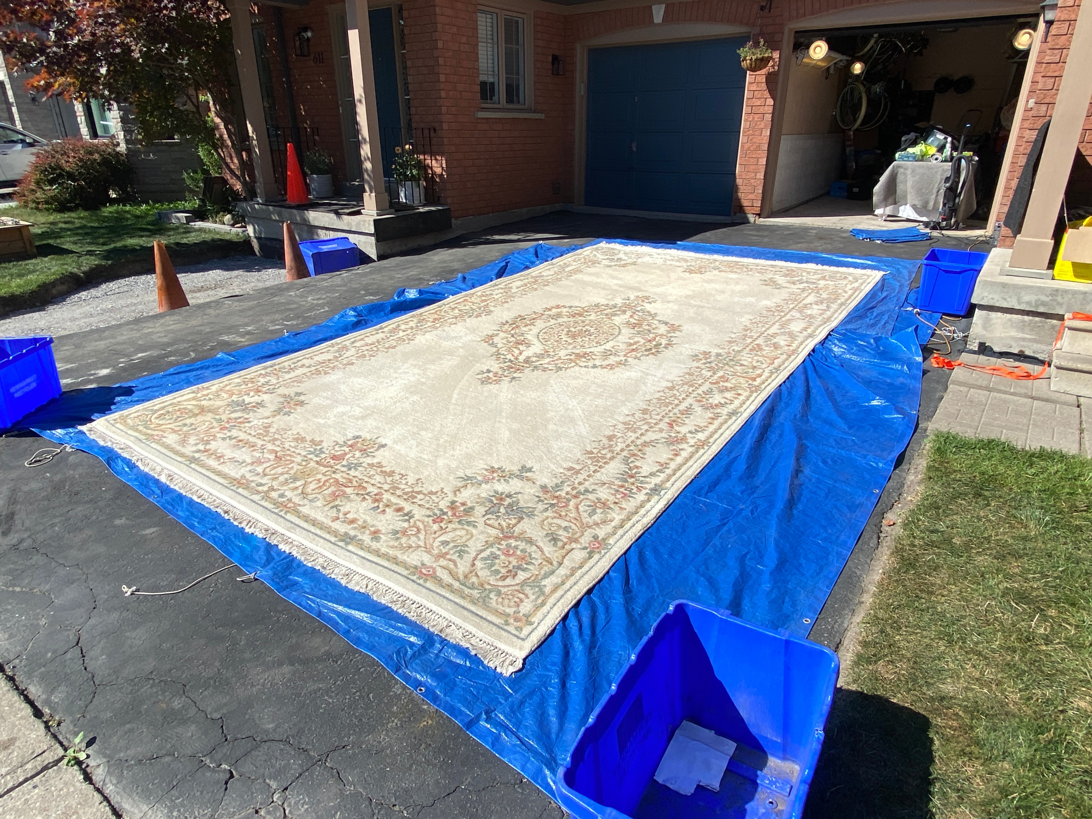 Large Vintage Aubusson Medallion Rug Carpet 18' x 10'