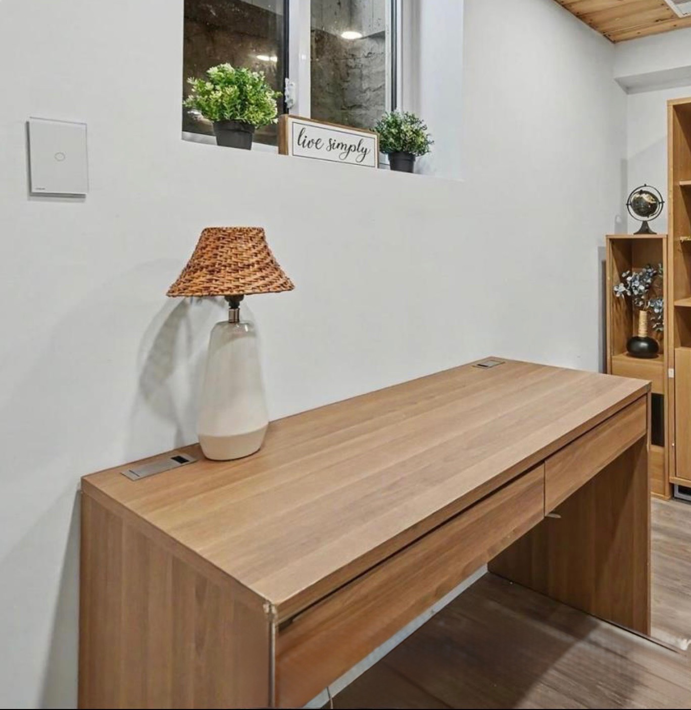 Oak Wood Two Drawer Desk