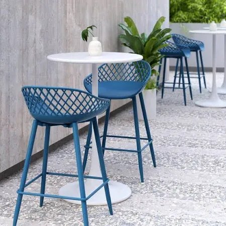 Piazza Outdoor Barstool (Blue - Set of 2)
